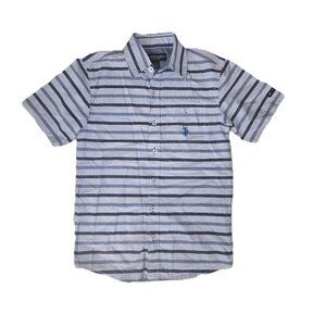 US Polo Short Sleeved Blue Striped Button Down Shirt
